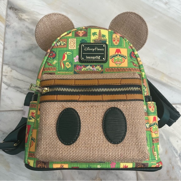 LOUNGEFLY NWT DISNEY PARKS MICKEY MAIN ATTRACTION ENCHANTED TIKI ROOM BACKPACK - Picture 3 of 9